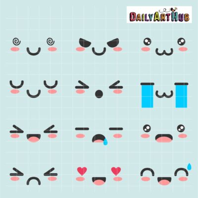 Cute Emotions 02 Clip Art Set