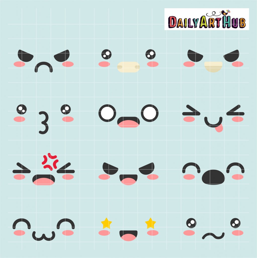 Cute Emotions 03 Clip Art Set Daily Art Hub // Graphics, Alphabets & SVG