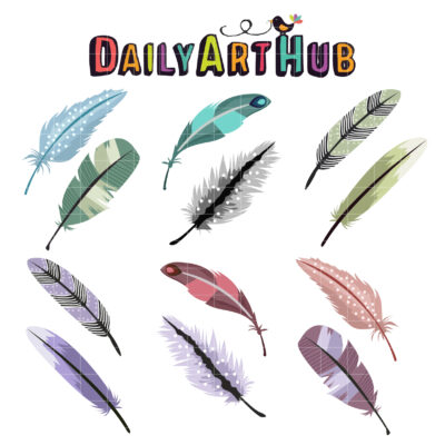 Feather Art Clip Art Set