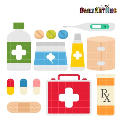 First Aid Kit Clip Art Set