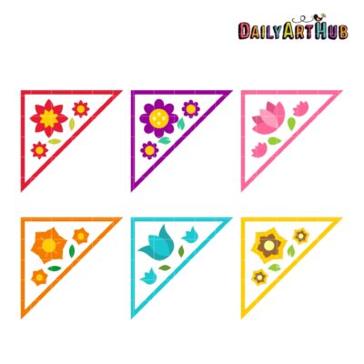 Flower Corners Clip Art Set