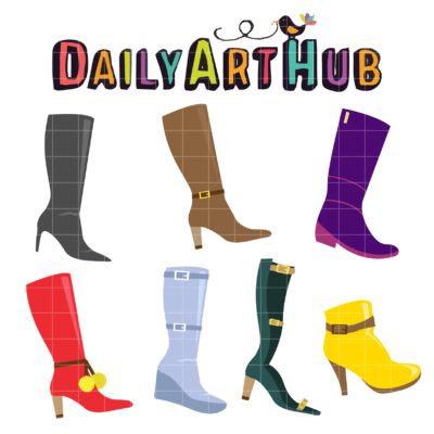 Girl Boots Collection Clip Art Set
