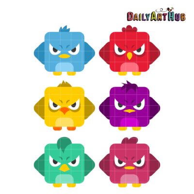 Grumpy Birds Clip Art Set