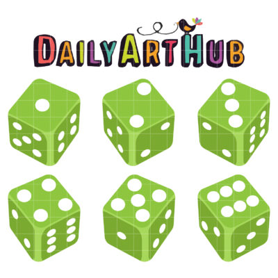 Green Dice Clip Art Set