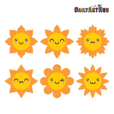 Happy Sun Clip Art Set
