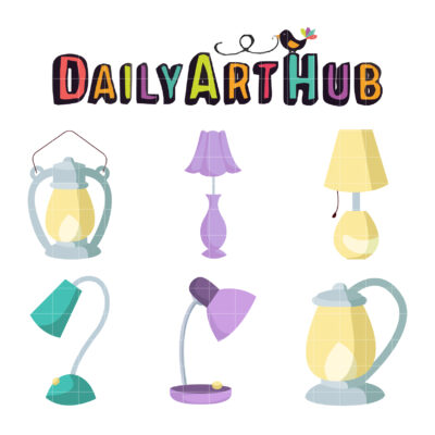 Simple Lamps Clip Art Set