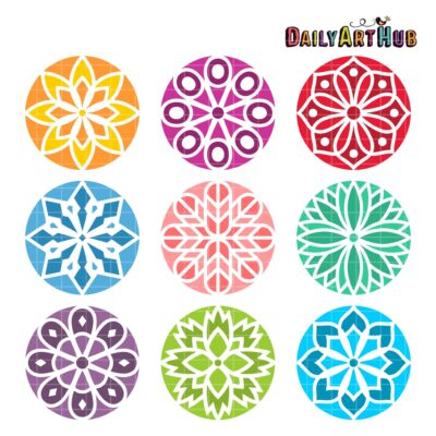Simple Mandala Clip Art Set