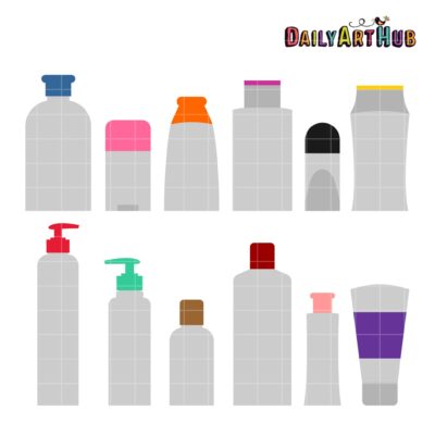 Toiletries Bottle Shapes Clip Art Set