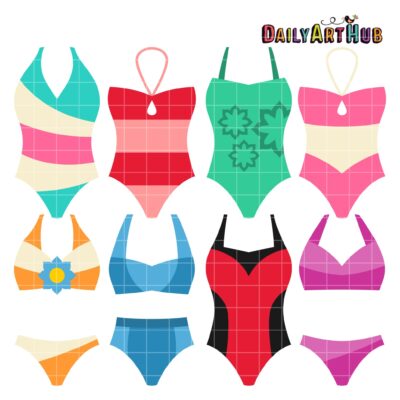 Women's Swimwear Clip Art Set