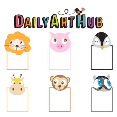 Animal Head Notes Clip Art Set