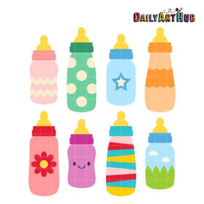 Baby Bottles Clip Art Set