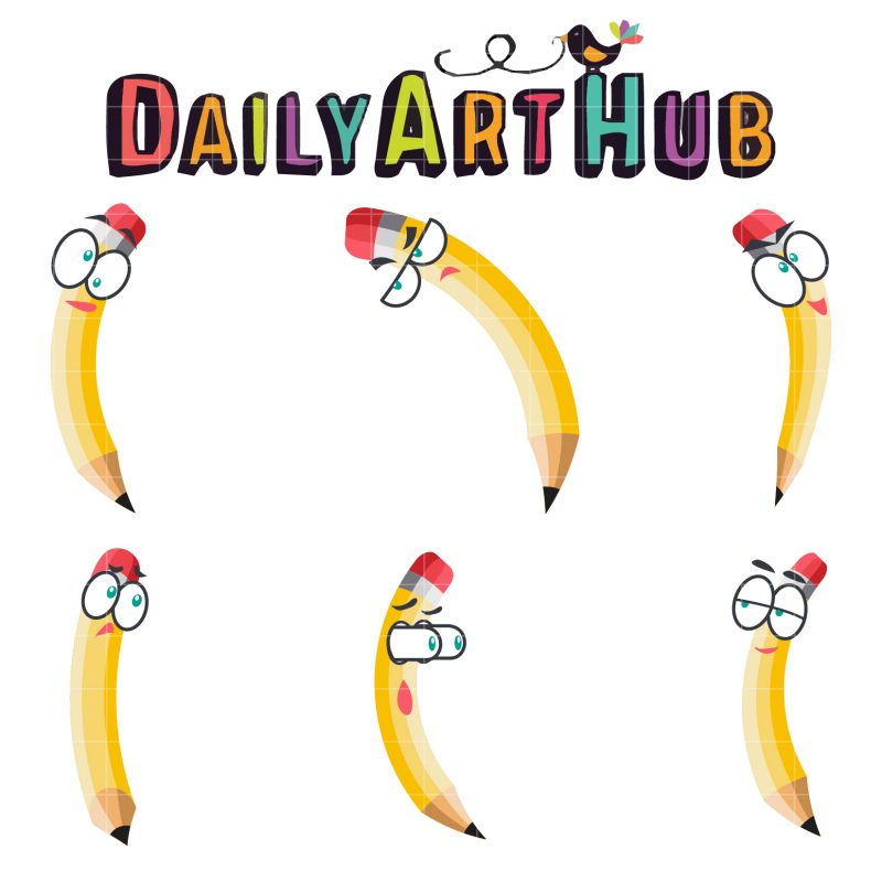  Cartoon  Pencil  Clip Art  Set Daily Art  Hub Free Clip 
