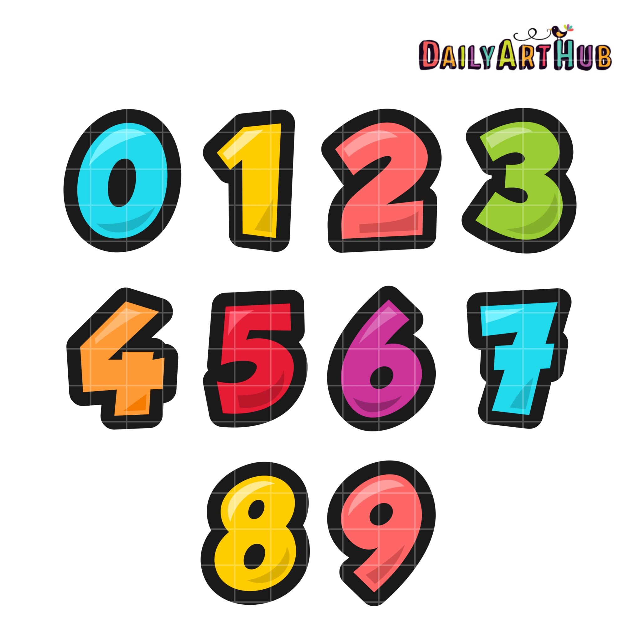 Colorful Numbers Clip Art Set Daily Art Hub Graphics Alphabets Svg ...