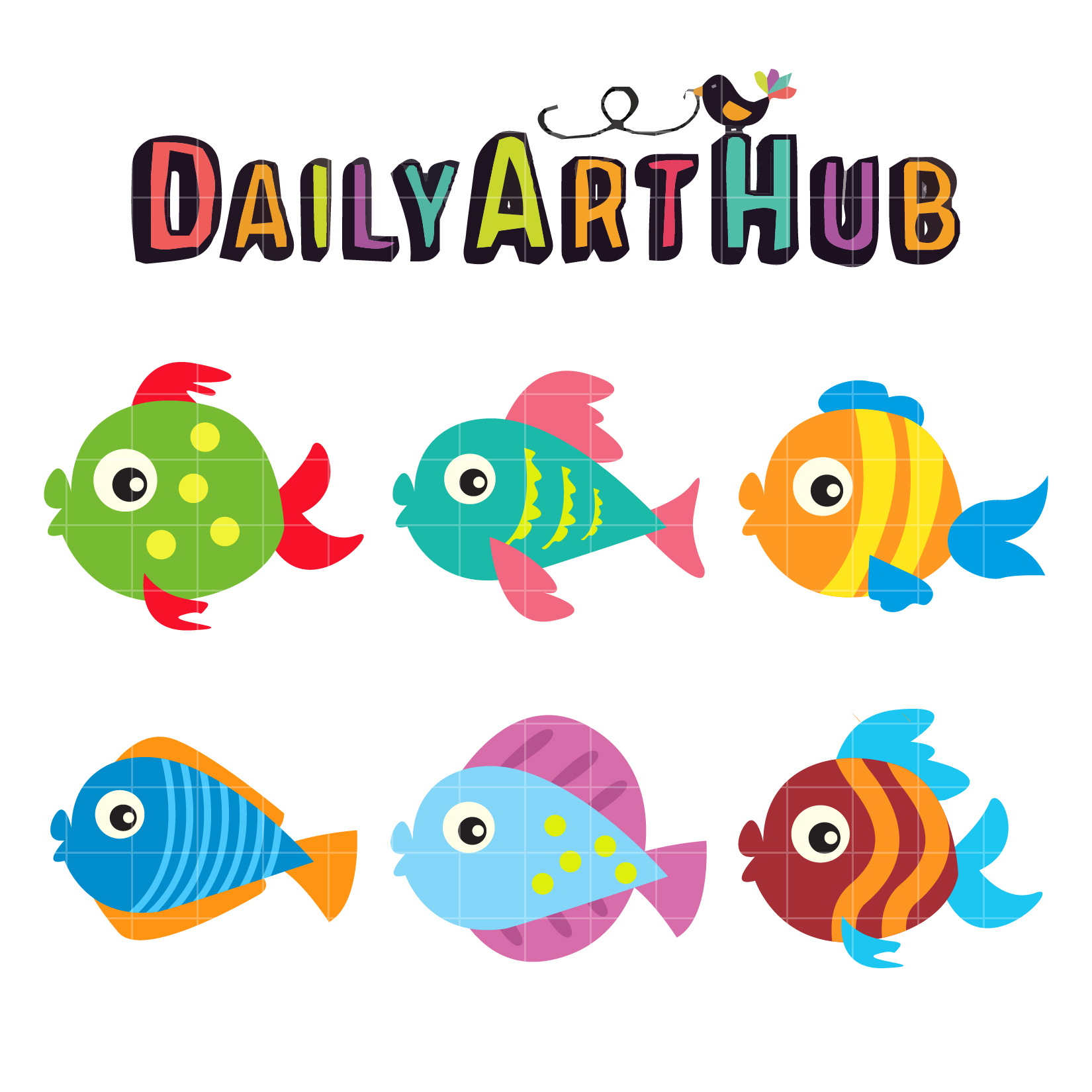 Cute Colorful Fish Clipart Clip Art Digital Scrapbooking