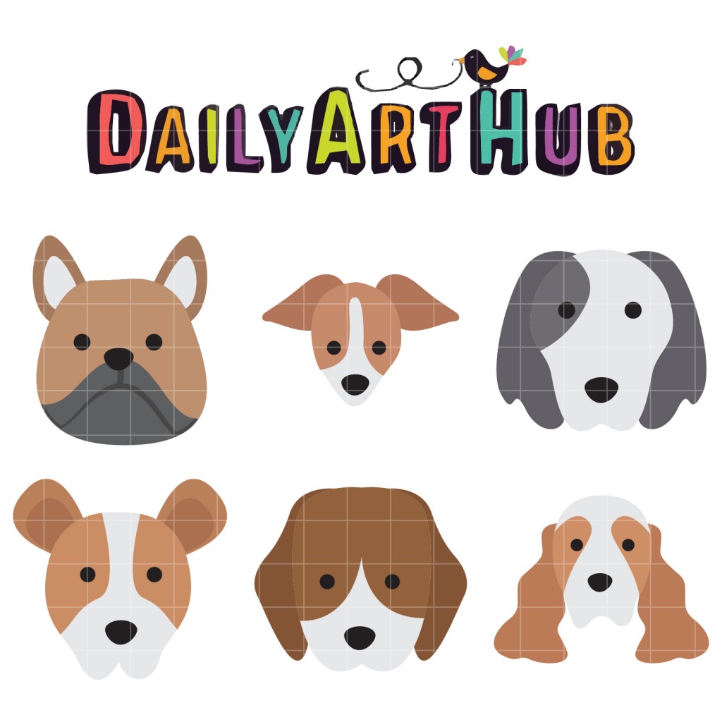 Dog Heads Clip Art Set Daily Art Hub // Graphics, Alphabets & SVG