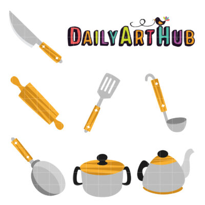 Kitchen Weaponry Clip Art Set