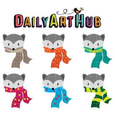 Raccoon Scarf Clip Art Set
