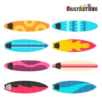 Surfboards Clip Art Set