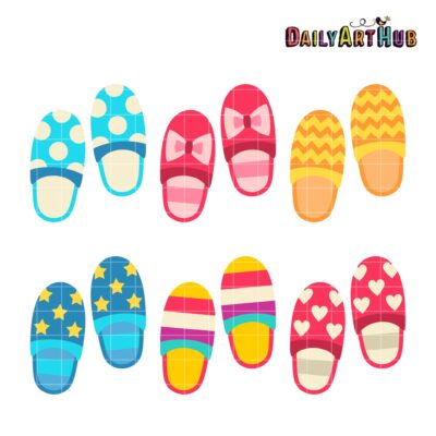 Bedroom Slippers Clip Art Set