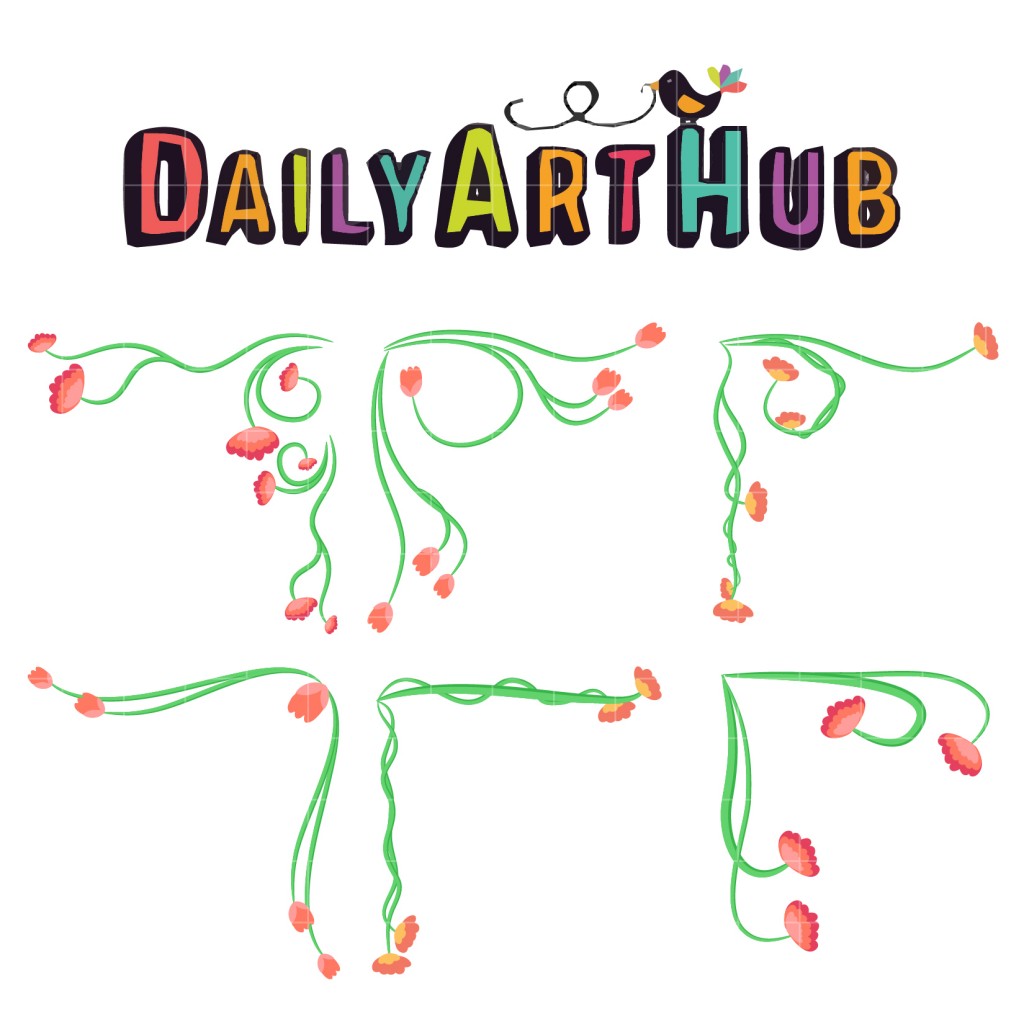 Corner Vines Clip Art Set Daily Art Hub // Graphics, Alphabets & SVG