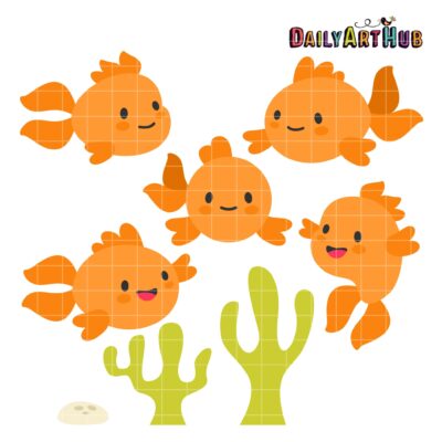 Cute Goldfishes Clip Art Set