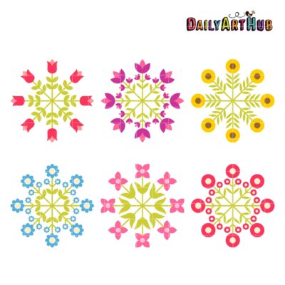 Floral Circles Clip Art Set