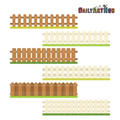 Wooden Fences Clip Art Set