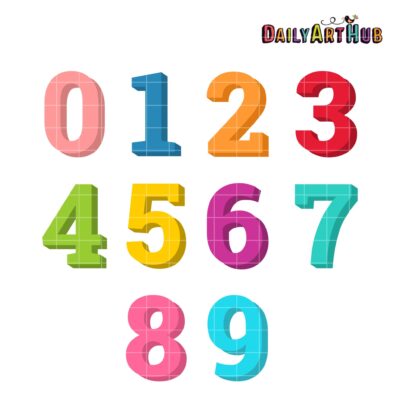 3D Numbers Clip Art Set