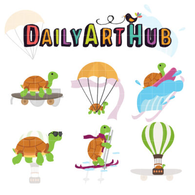 Adventurous Turtle Clip Art Set