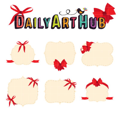 Badges With Ribbon Clip Art Set