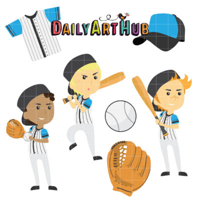Baseball Boys Clip Art Set