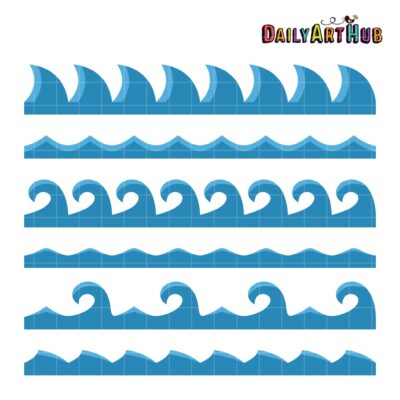 Beach Waves Clip Art Set