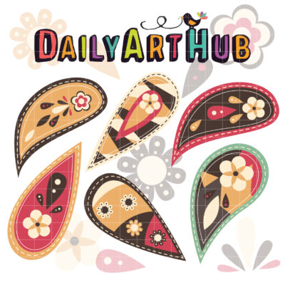 Beautiful Paisley Clip Art Set