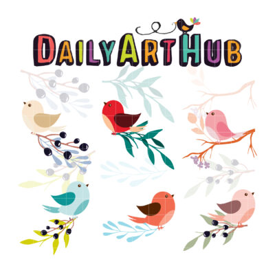 Bird Florals Clip Art Set