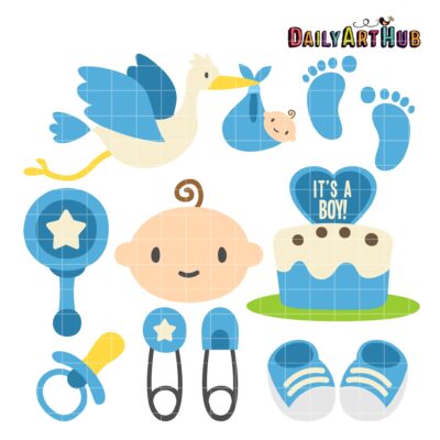 Boy Baby Shower Clip Art Set