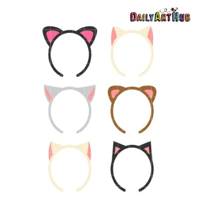 Cat Ear Hairbands Clip Art Set