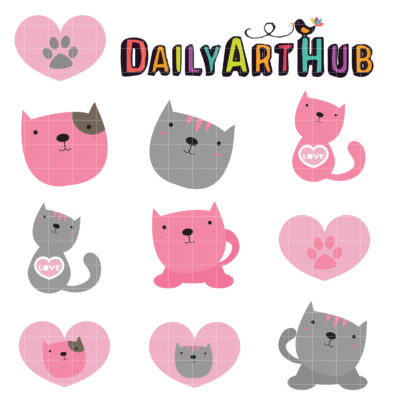 Cat Love Clip Art Set