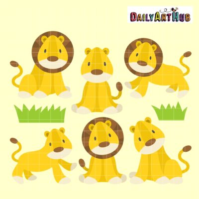 Cute Lions Clip Art Set