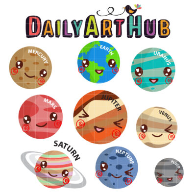 Cute Planets Clip Art Set