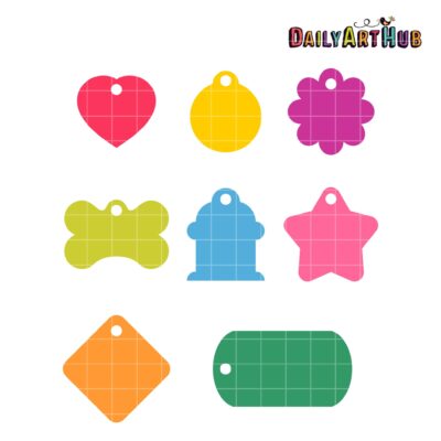 Dog Tag Shapes Clip Art Set