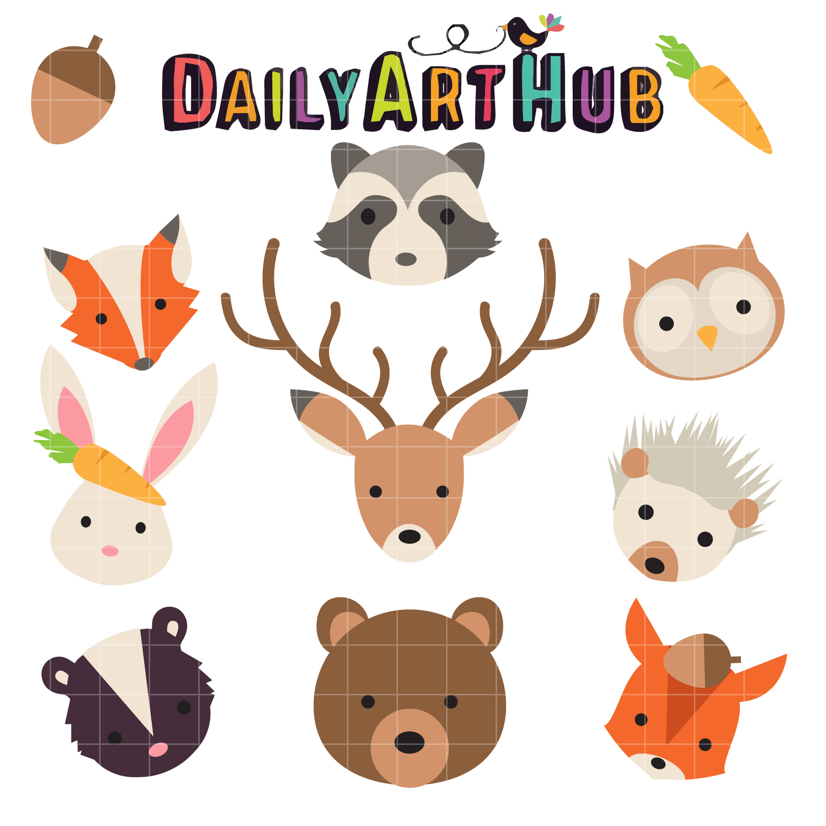 Forest Head Animals Clip Art Set – Daily Art Hub – Free ...