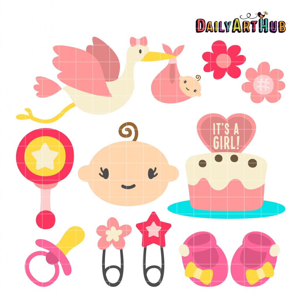 Girl Baby Shower Clip Art Set – Daily Art Hub // Graphics, Alphabets & SVG