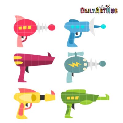 Goofy Laser Guns Clip Art Set