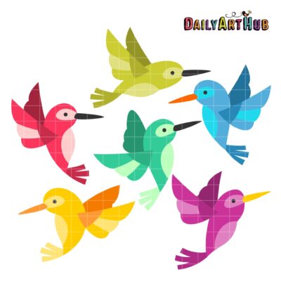 Hummingbirds Clip Art Set