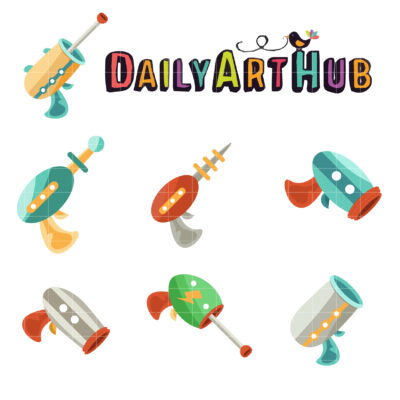 Laser Guns Clip Art Set