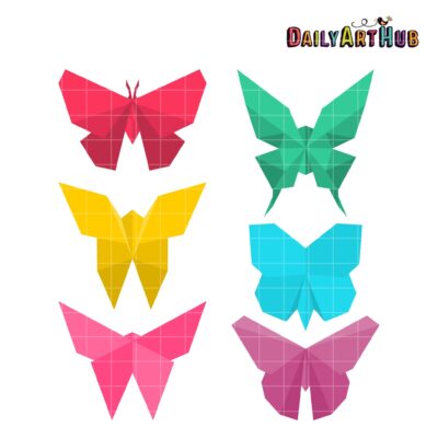 Origami Butterflies Clip Art Set