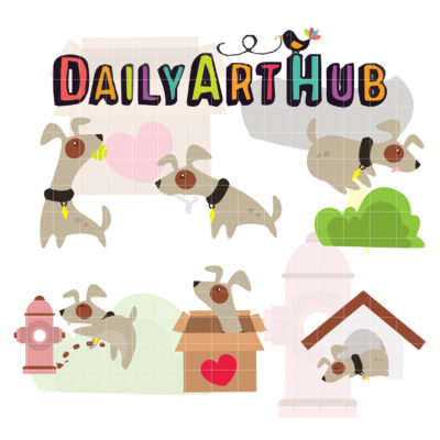 Playful Dog Clip Art Set