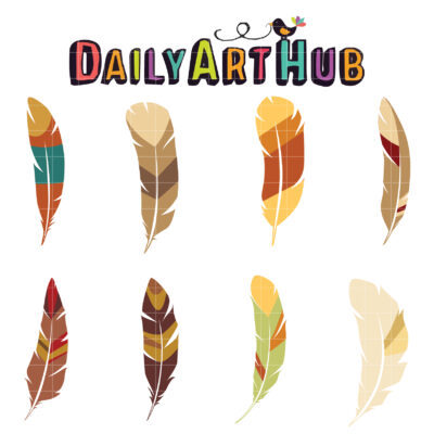 Simple Feathers Clip Art Set