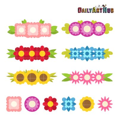 Simple Flower Crowns Clip Art Set
