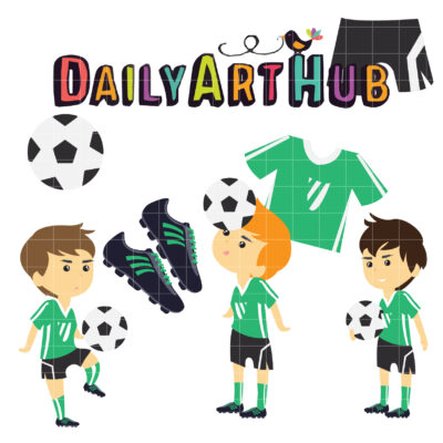 Soccer Boys Clip Art Set